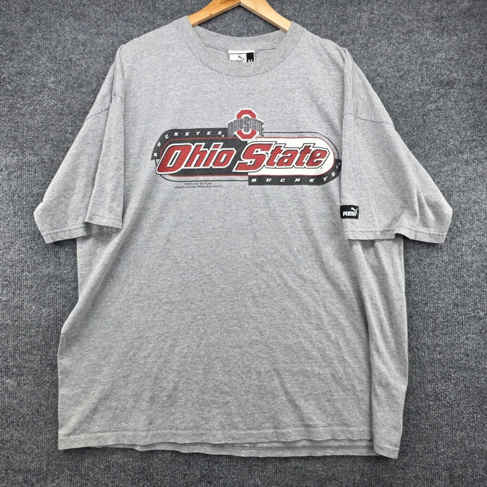 Puma Ohio State Buckeyes Vintage T Shirt Mens XL Gray Short Sleeve Made in USA